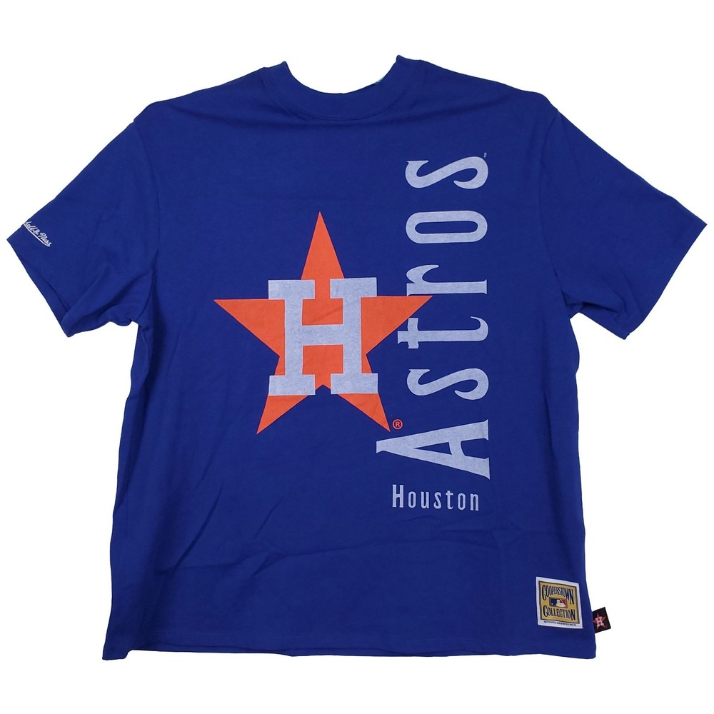 Houston Astros Mitchell & Ness MLB Womens Medium Shirt Boyfriend Tee Blue NWT